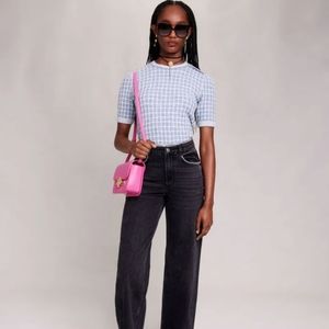 Maje wide leg jeans with rhinestones